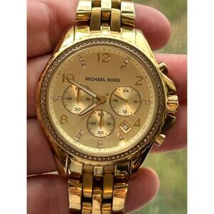Michael Kors Women's MK5347 Pilot Gold-tone Glitz Chronograph Watch